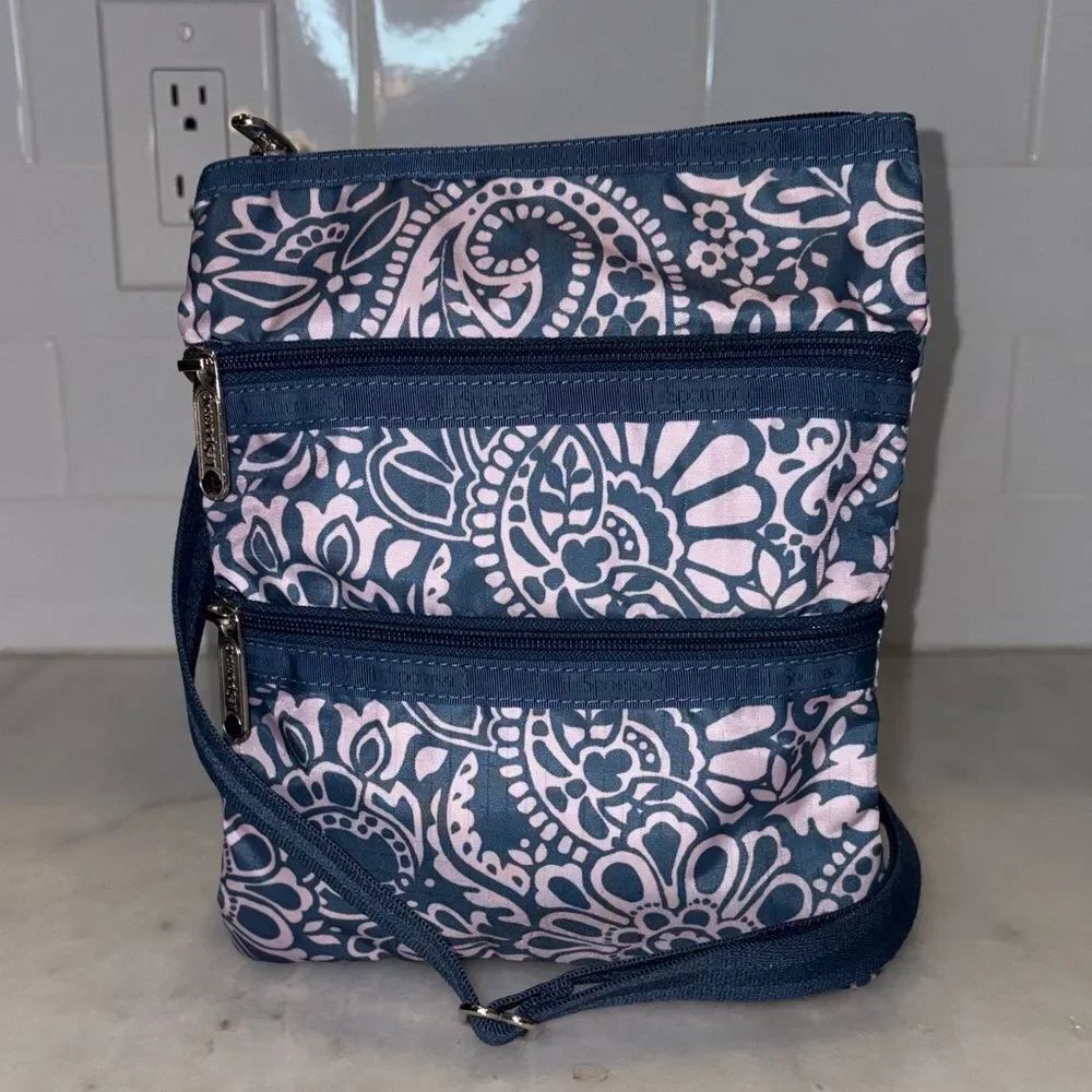 LeSportsac 3-Zip Crossbody Bag Lightweight Ripstop Nylon Travel Purse